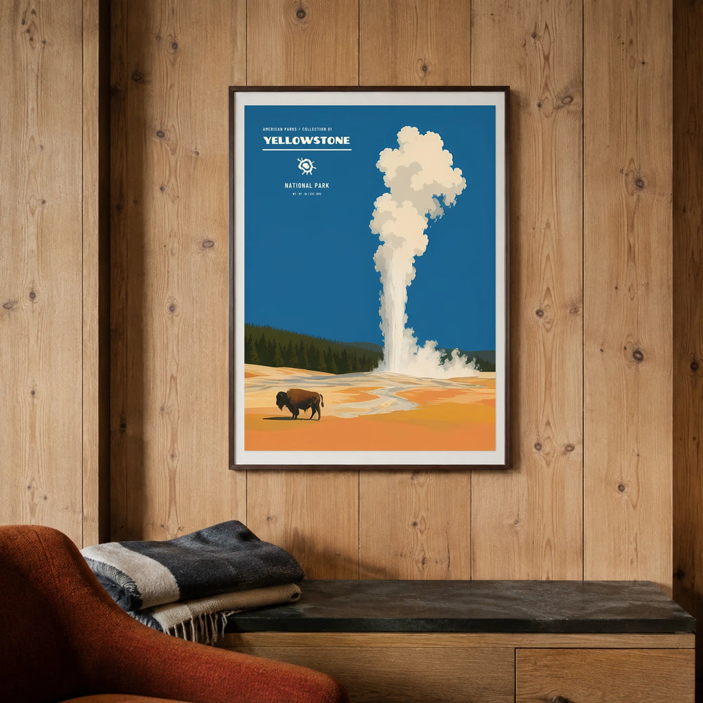 Poster Yellowstone National Park, chalet contemporain