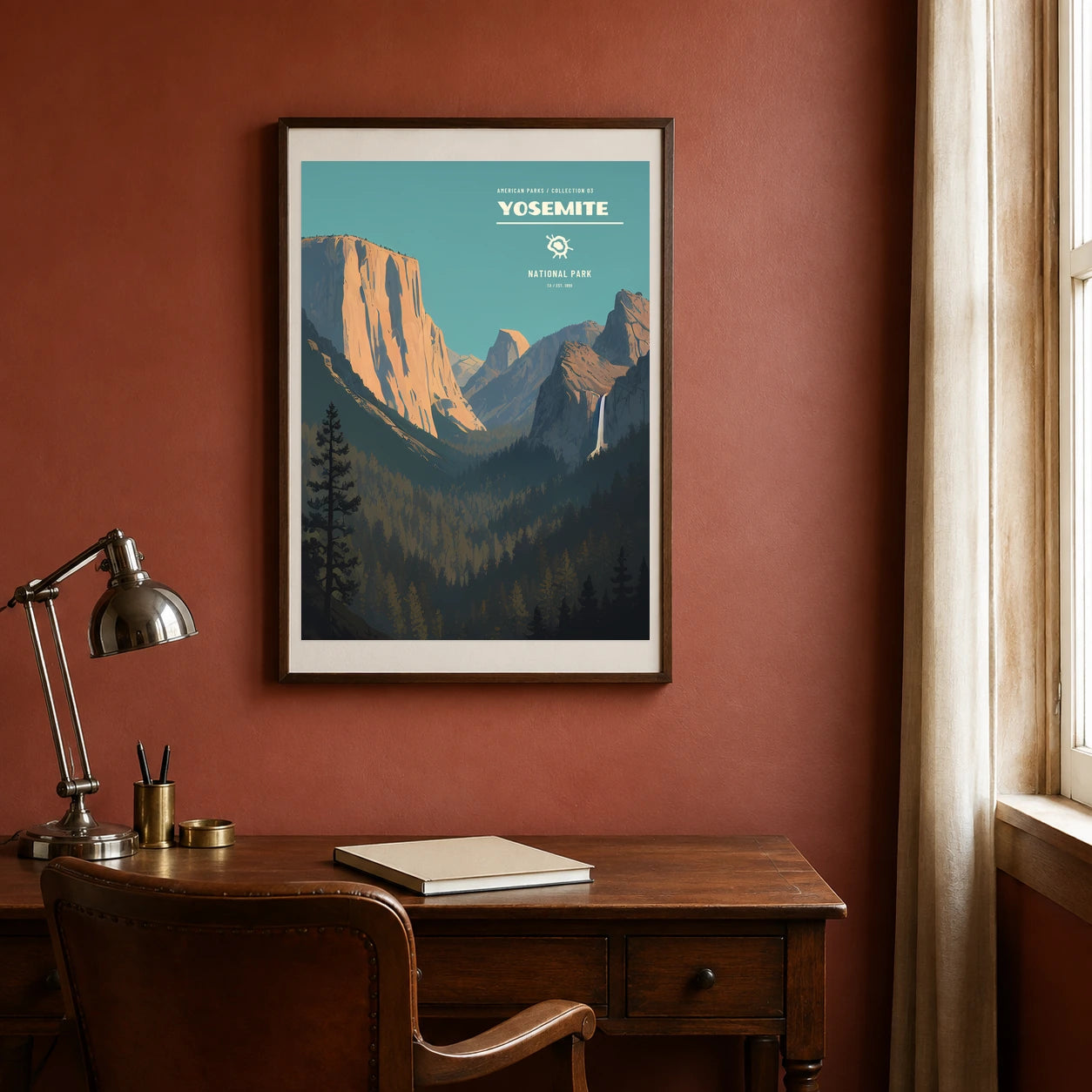 Poster Yosemite National Park, bureau vintage