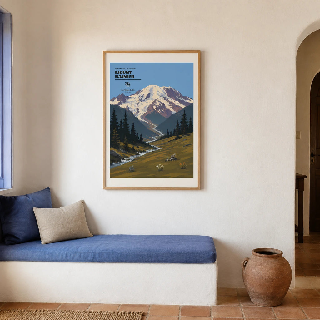Poster Mount Rainier National Park, maison mediterraneenne