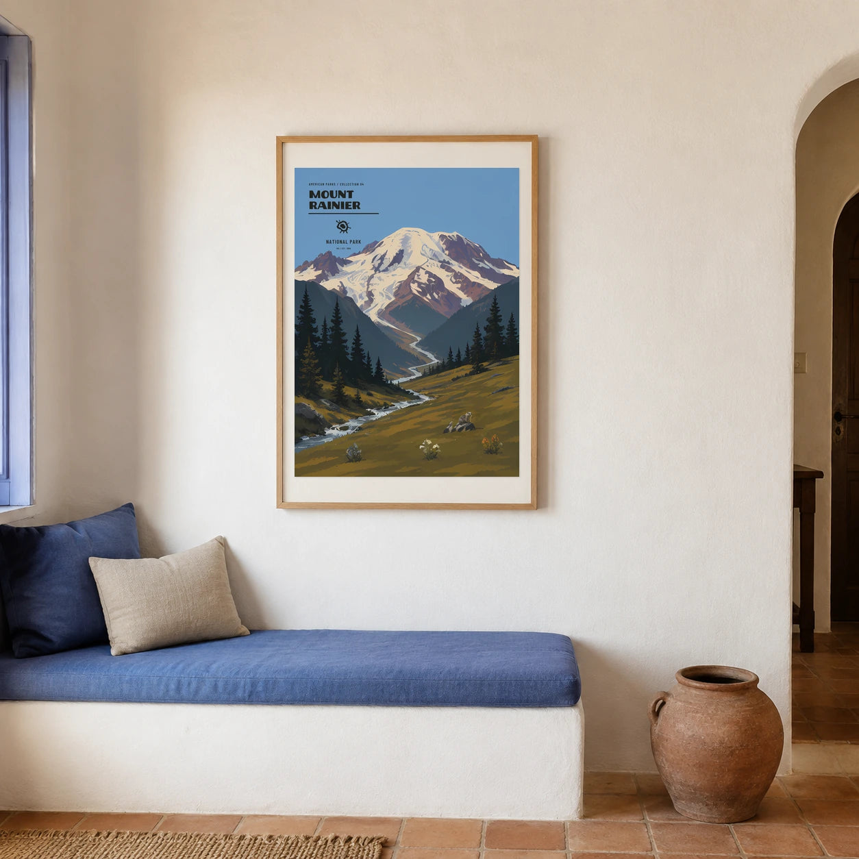 Poster Mount Rainier National Park, maison mediterraneenne