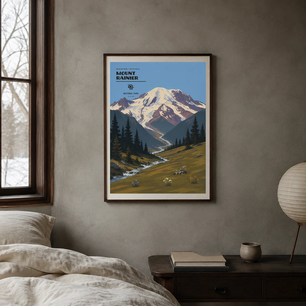 Poster Mount Rainier National Park, chambre japandi