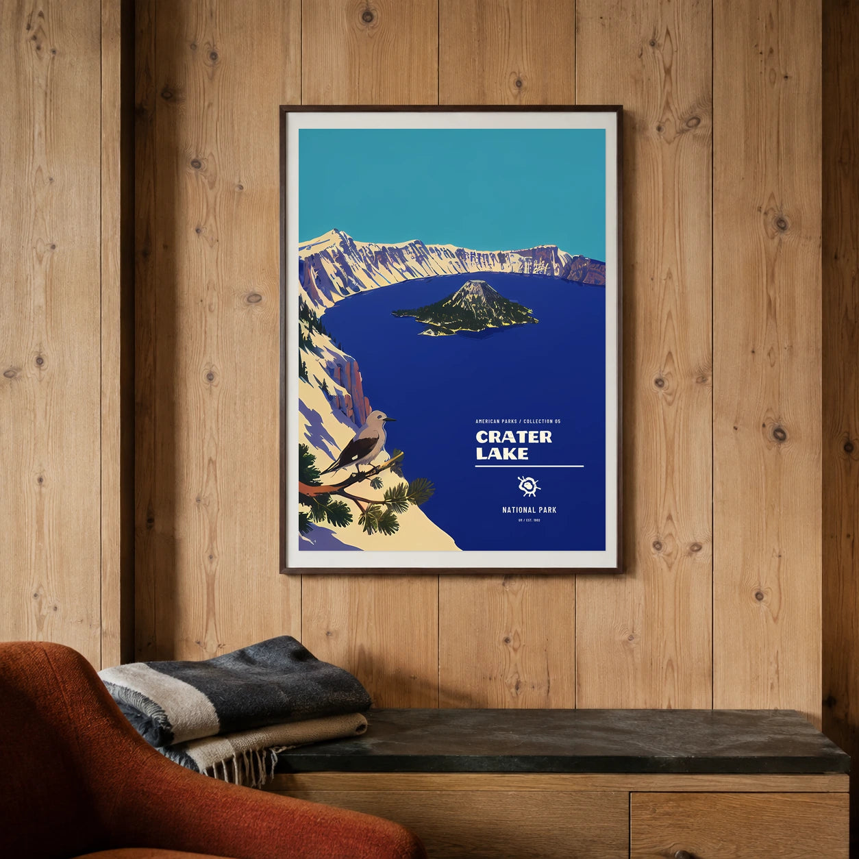 Poster Crater Lake National Park, chalet contemporain