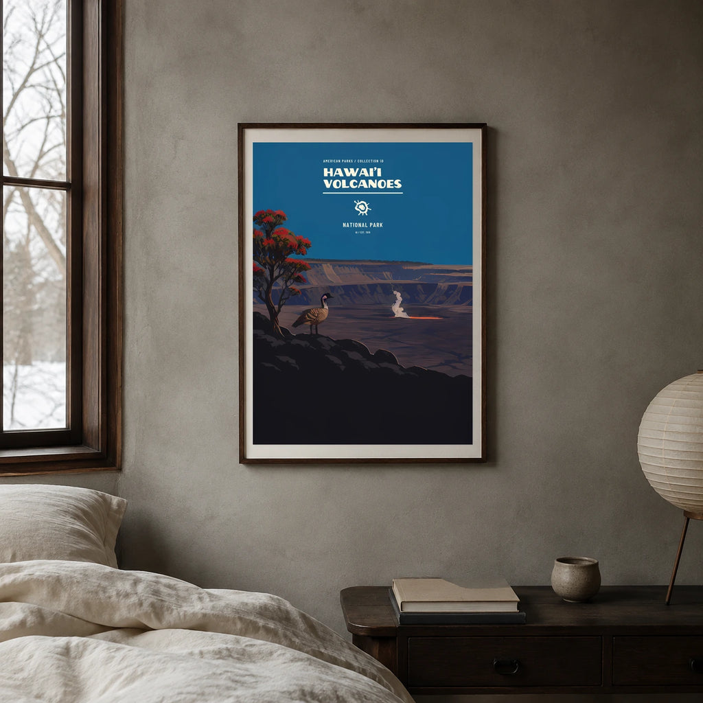 Poster Hawaiʻi Volcanoes National Park, chambre japandi