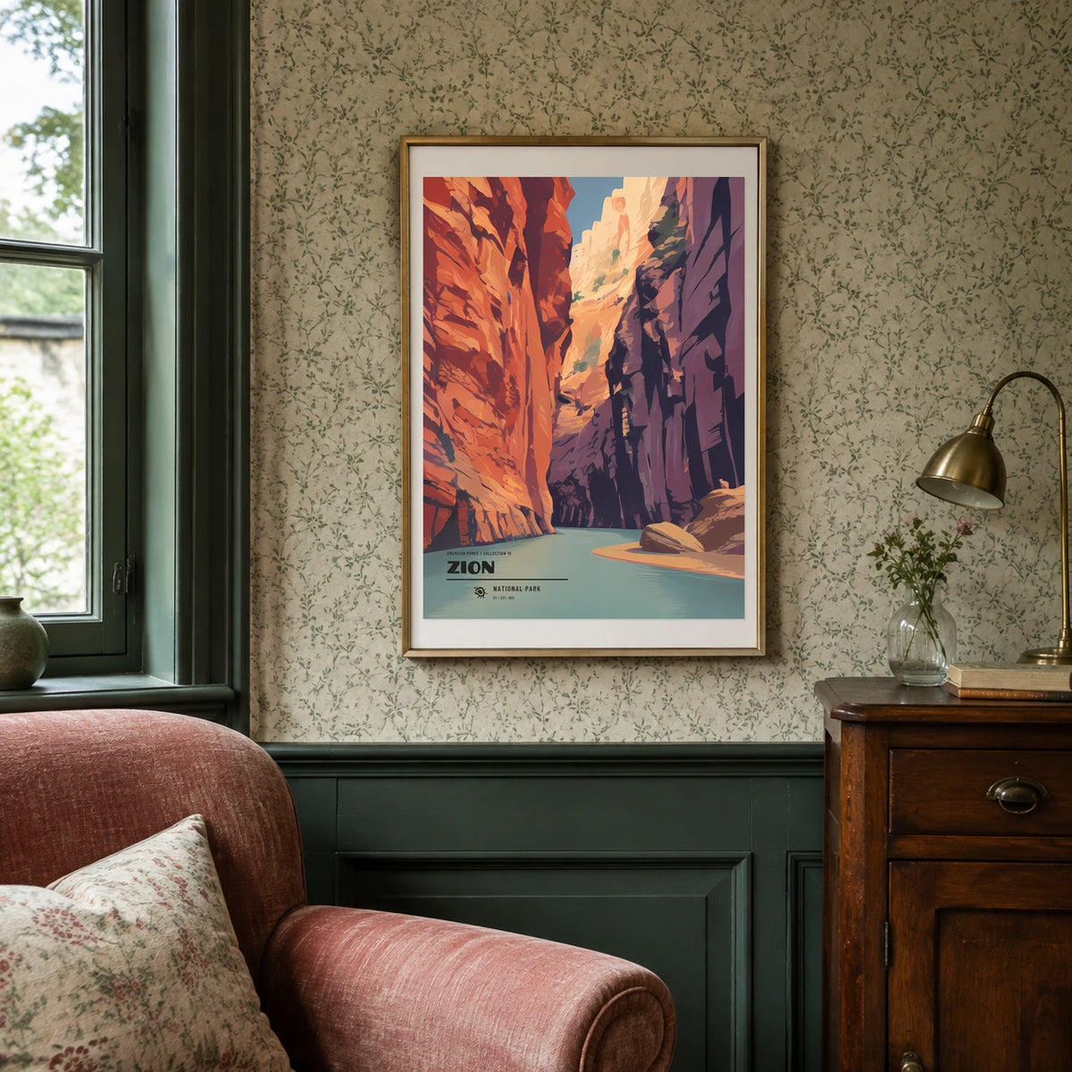 Poster Zion National Park, cottage botanique