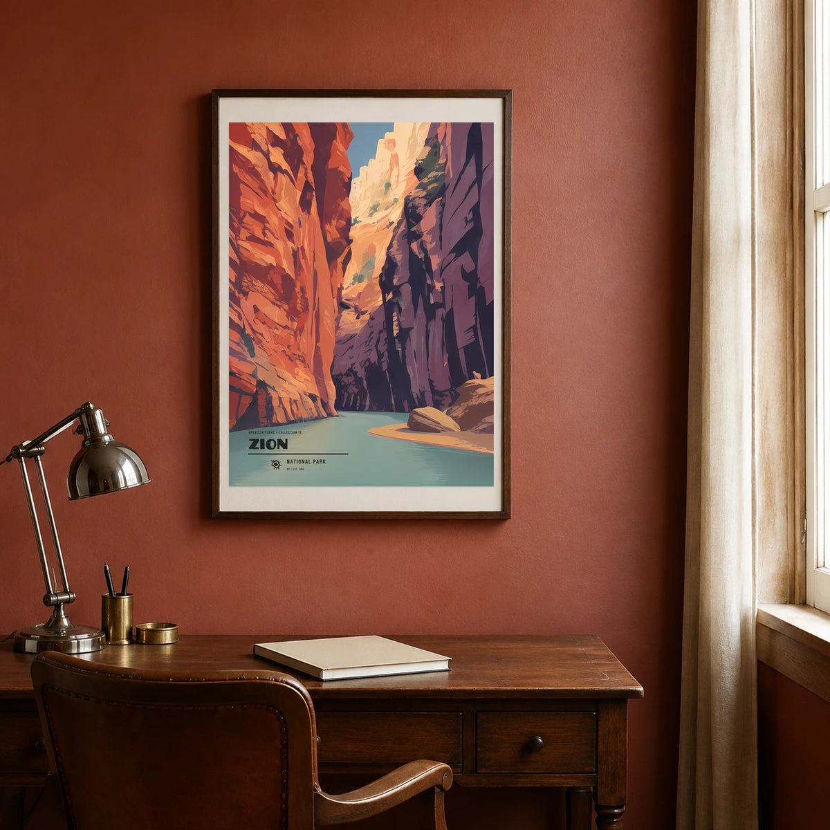 Poster Zion National Park, bureau vintage