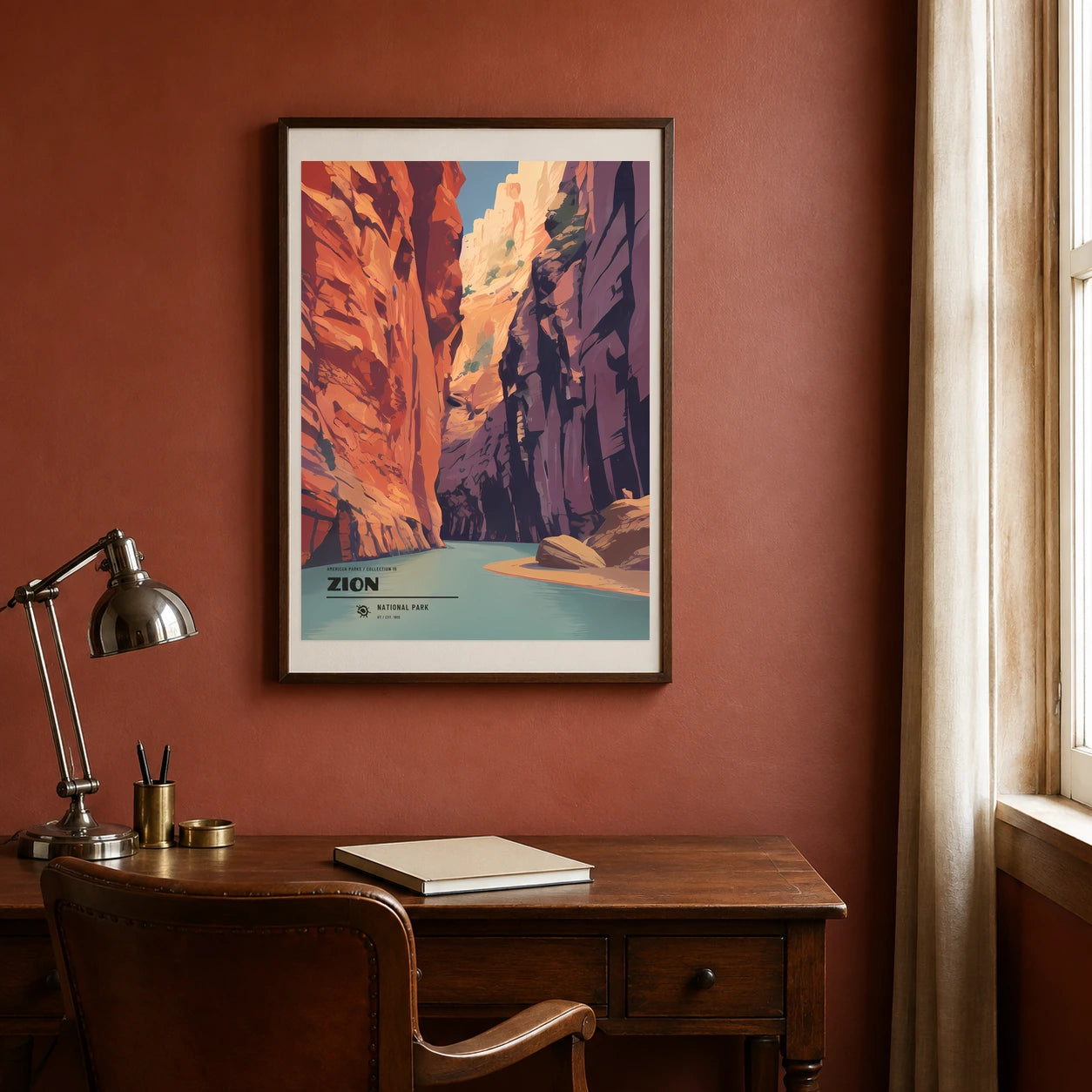 Poster Zion National Park, bureau vintage