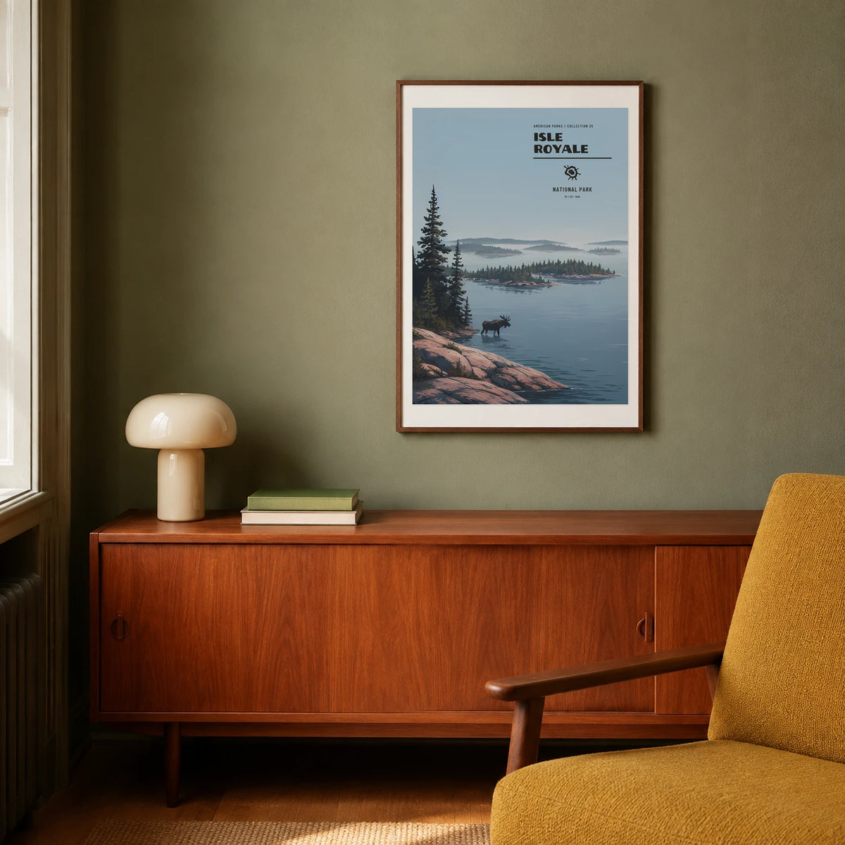 Poster Isle Royale National Park, salon mid century