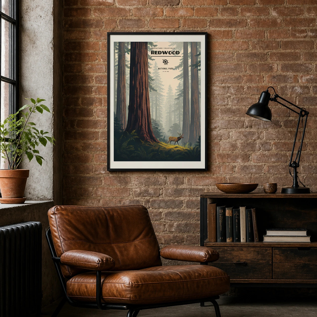 Poster Redwood National Park, loft industriel