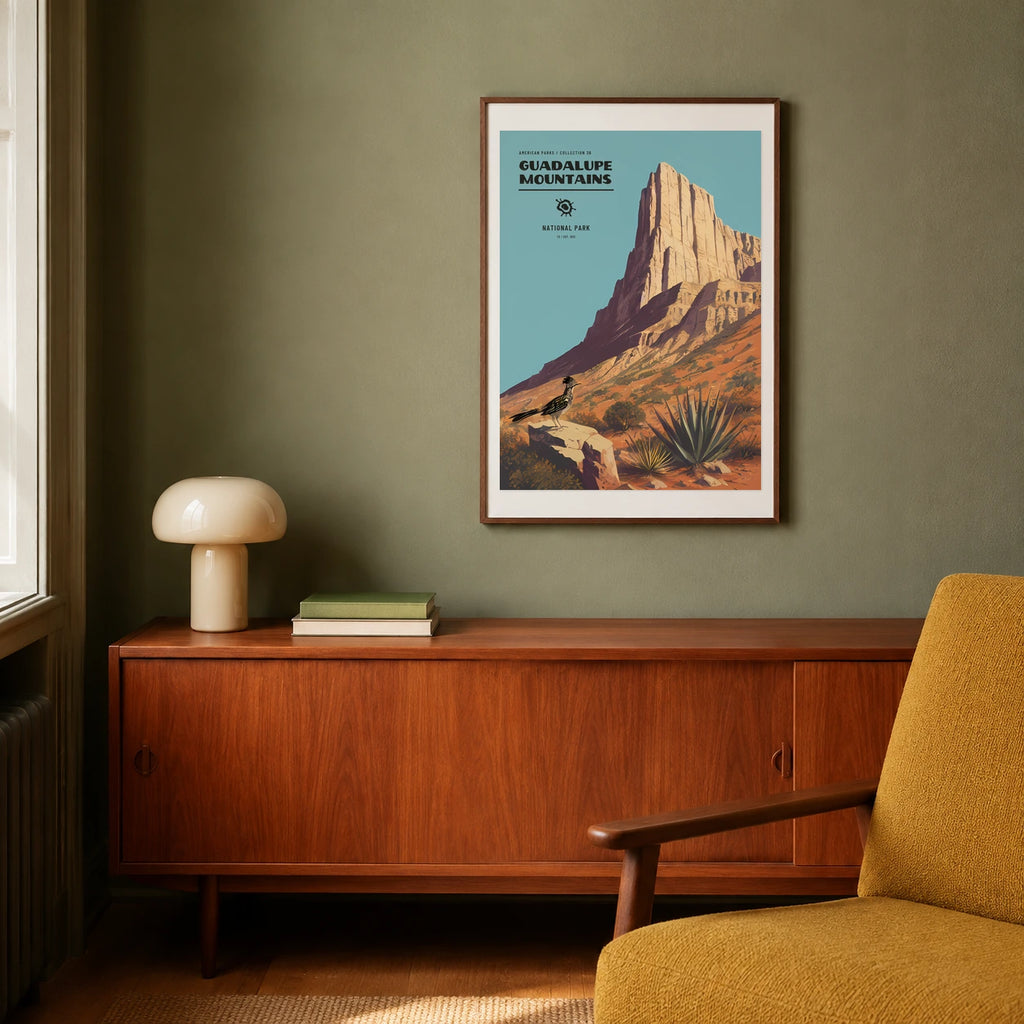 Poster Guadalupe Mountains National Park, salon mid century