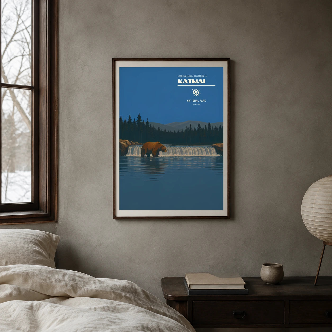 Poster Katmai National Park, chambre japandi