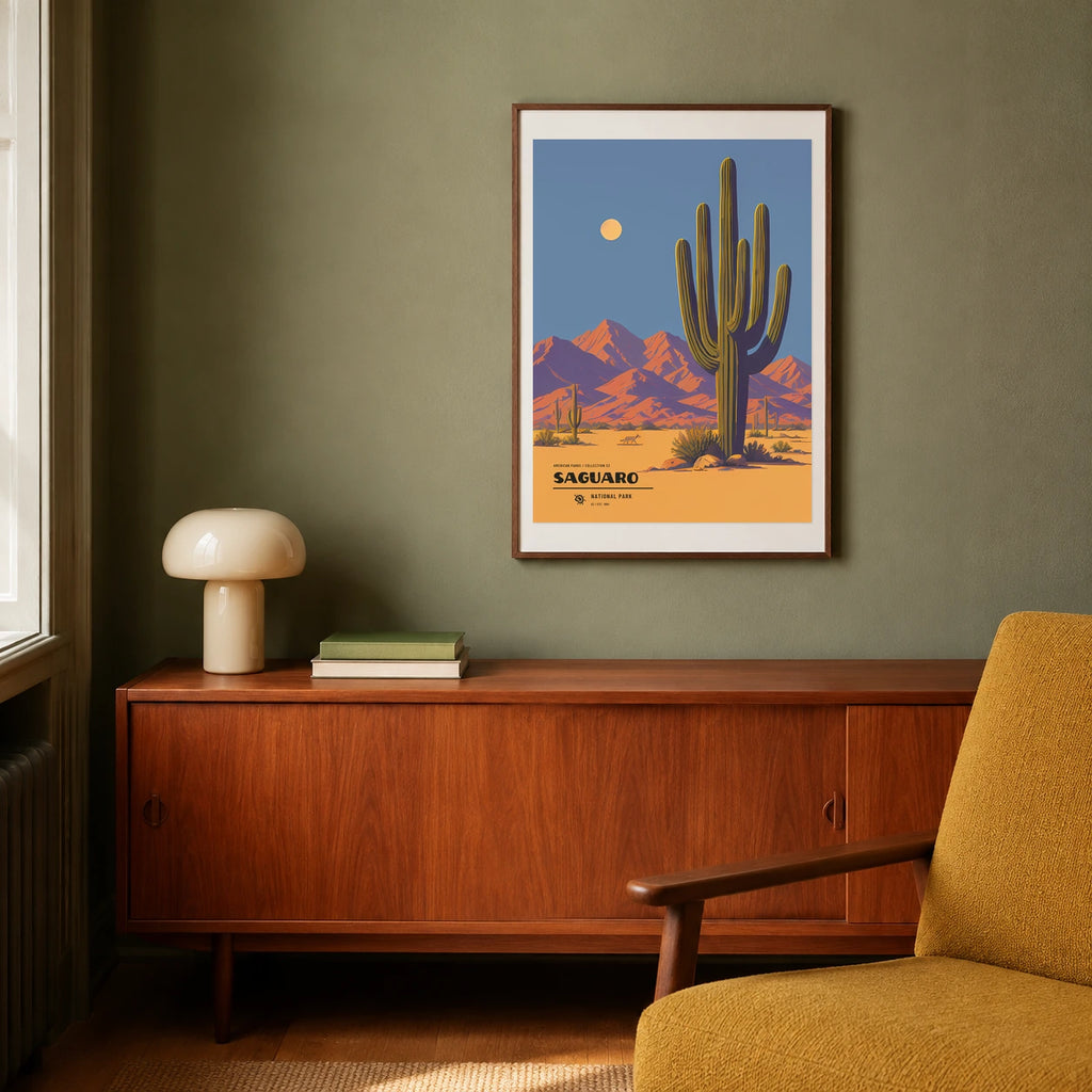 Poster Saguaro National Park, salon mid century