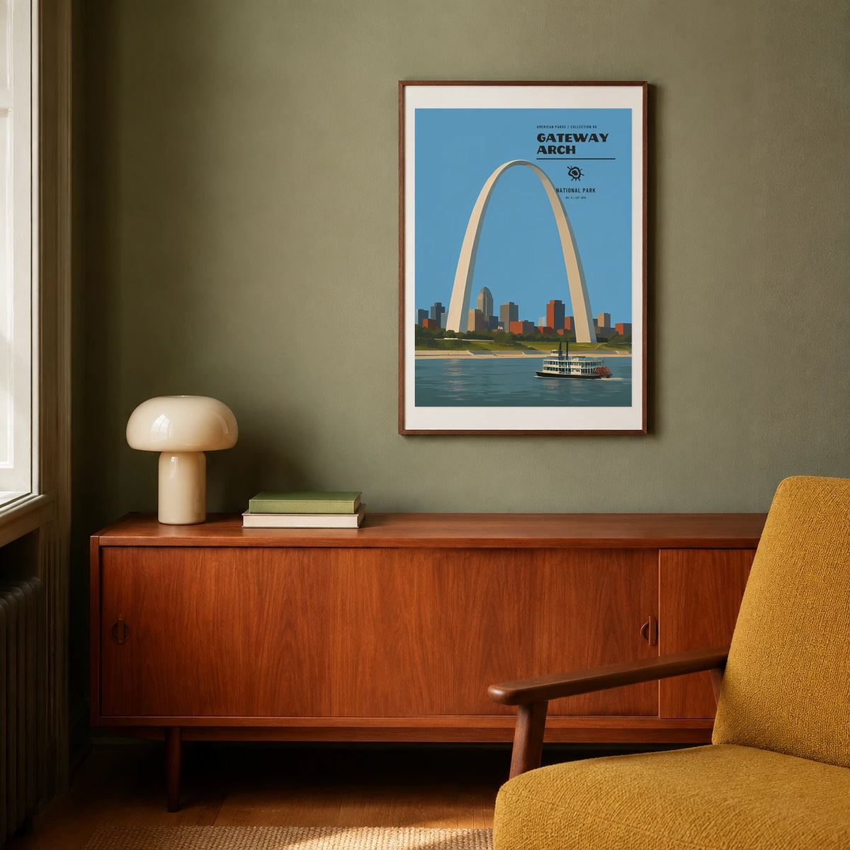 Poster Gateway Arch National Park, salon mid century