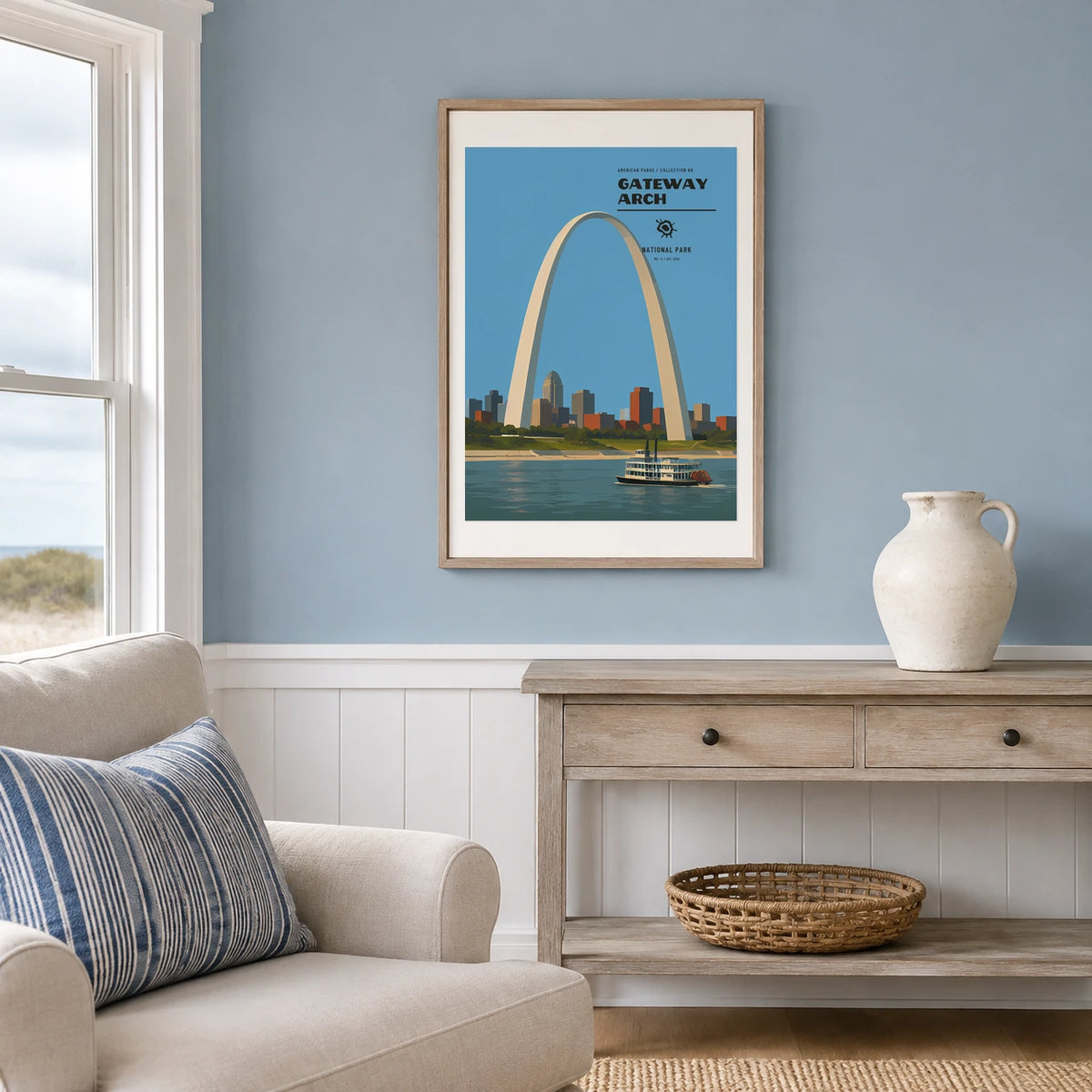 Poster Gateway Arch National Park, maison bord de mer
